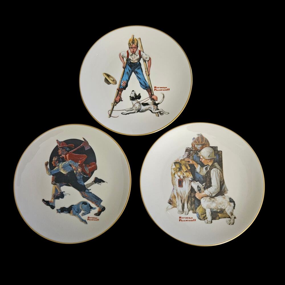 Norman Rockwell 1981 Danbury Mint Saturday Evening Post Classics Plate Set 3